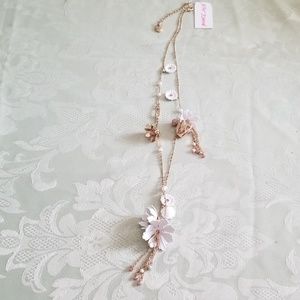 Betsey Johnson long blossom necklace